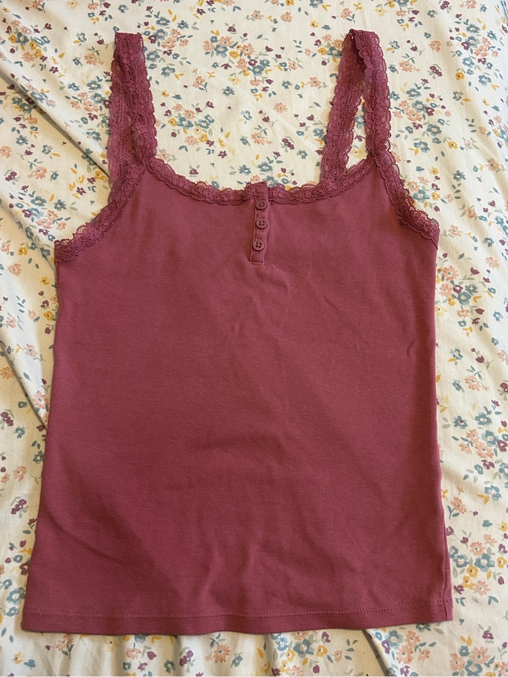 wild fable Lace-Trim Button Front Camisole in Mauve